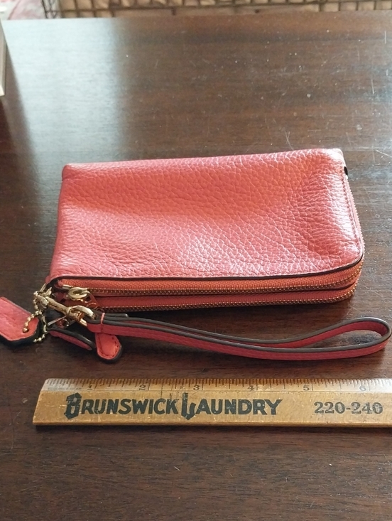 Coach Handbags - Coach Pebbled Leather Wristlet Wallet - Pinkish Red, Gently Loved